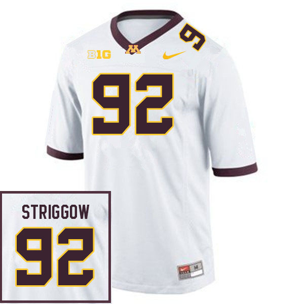 Men #92 Danny Striggow Minnesota Golden Gophers College Football Jerseys Sale-White